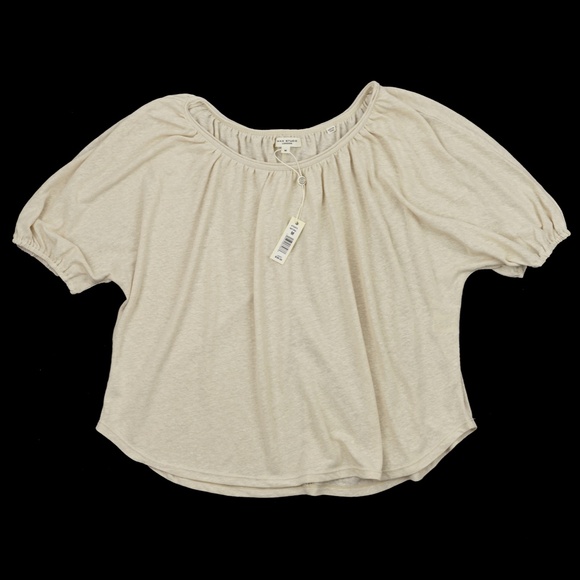 New MAX STUDIO Size M Linen Blend Peasant Top in Natural $98 4703N75 - Picture 1 of 4